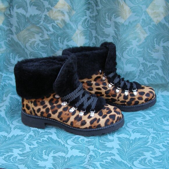 🤎🖤 J. Crew size 8-8.5 Nordic Boots in Leopard Calf Hair - Picture 4 of 12